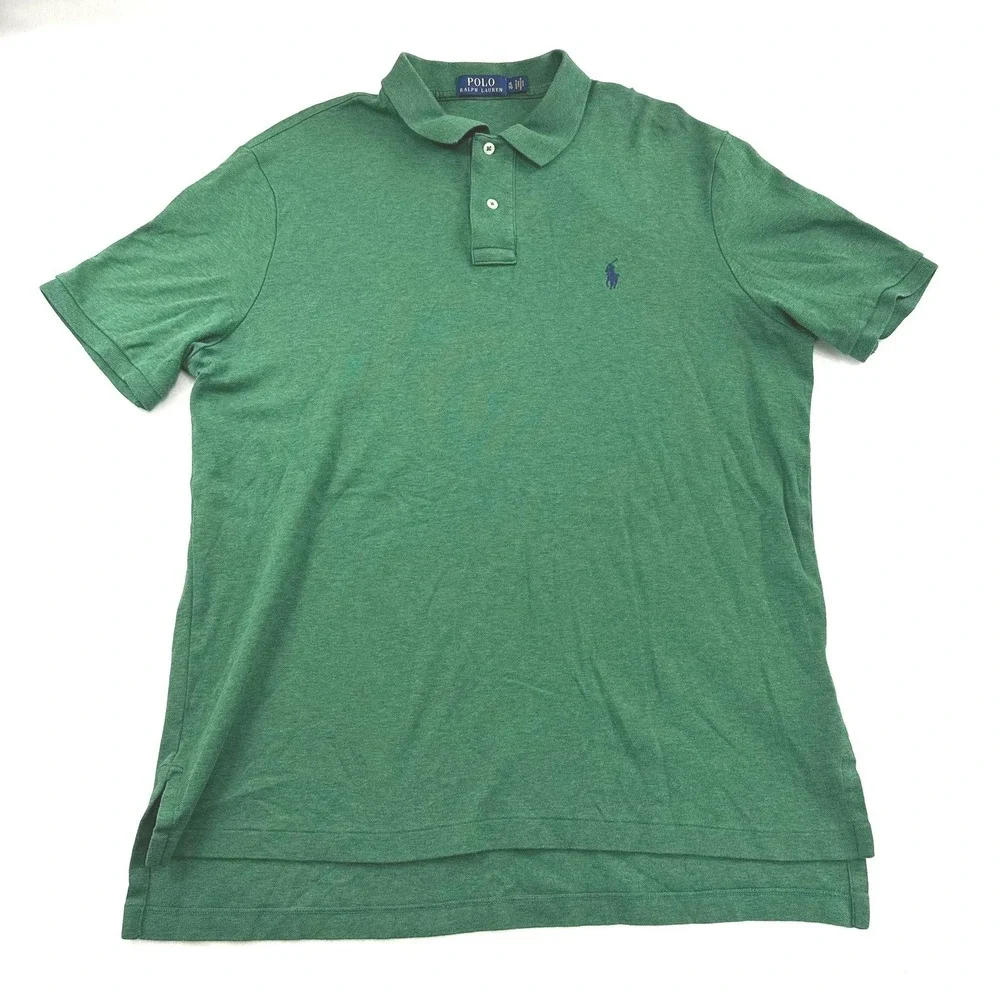 Polo Ralph Lauren Mens XL Green Short Sleeve Cotton Pony Logo Polo Shirt‎